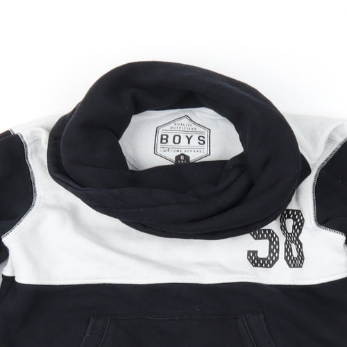 Matalan Boys Black Colourblock  Pullover Sweatshirt Size 6 Years