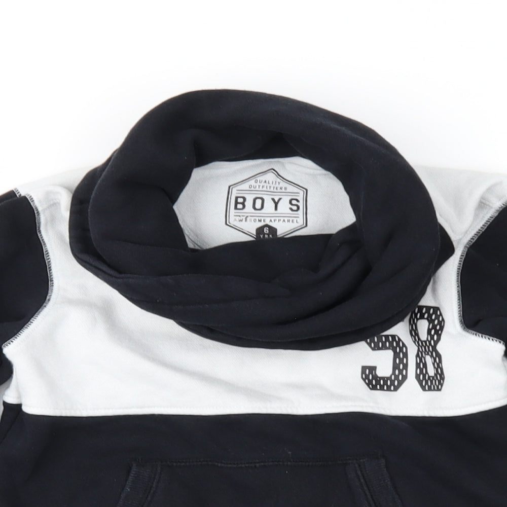 Matalan Boys Black Colourblock  Pullover Sweatshirt Size 6 Years
