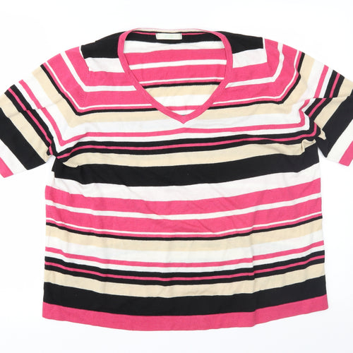 Marks and Spencer Womens Pink Striped  Pullover Jumper Size 18
