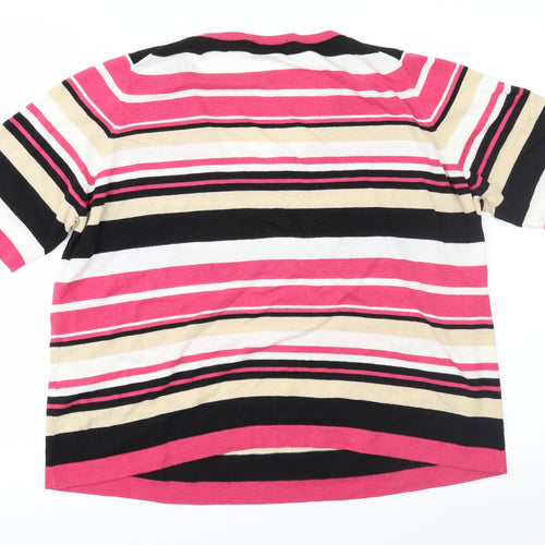 Marks and Spencer Womens Pink Striped  Pullover Jumper Size 18