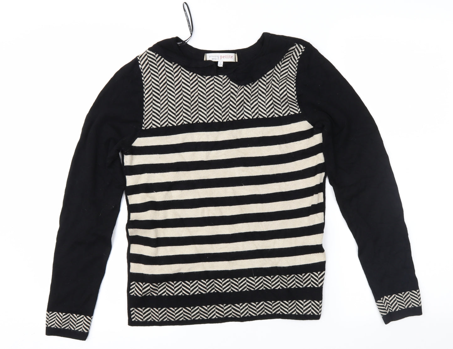Principles Womens Black Geometric  Pullover Jumper Size 10