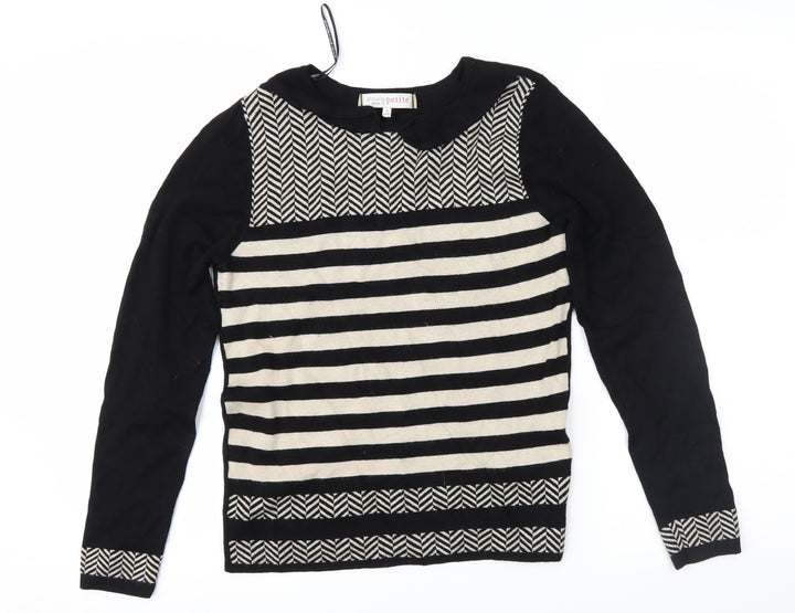 Principles Womens Black Geometric  Pullover Jumper Size 10