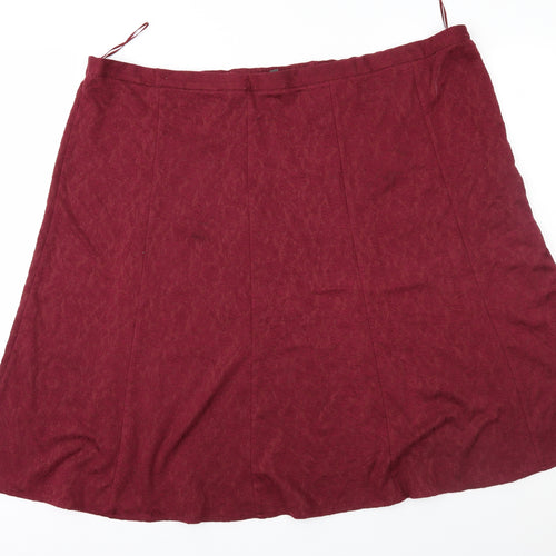 Bonmarché Womens Red Floral  A-Line Skirt Size 24
