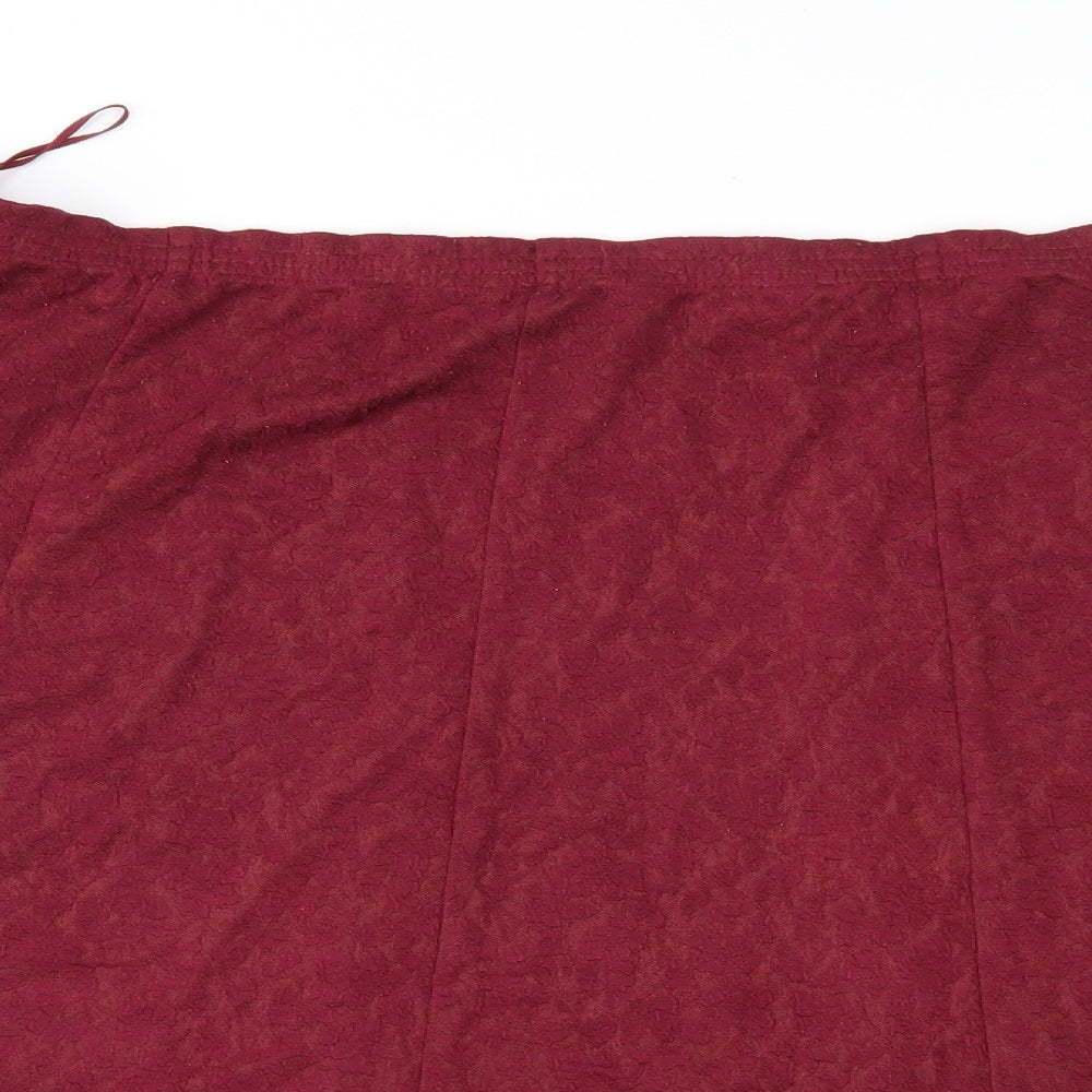 Bonmarché Womens Red Floral  A-Line Skirt Size 24