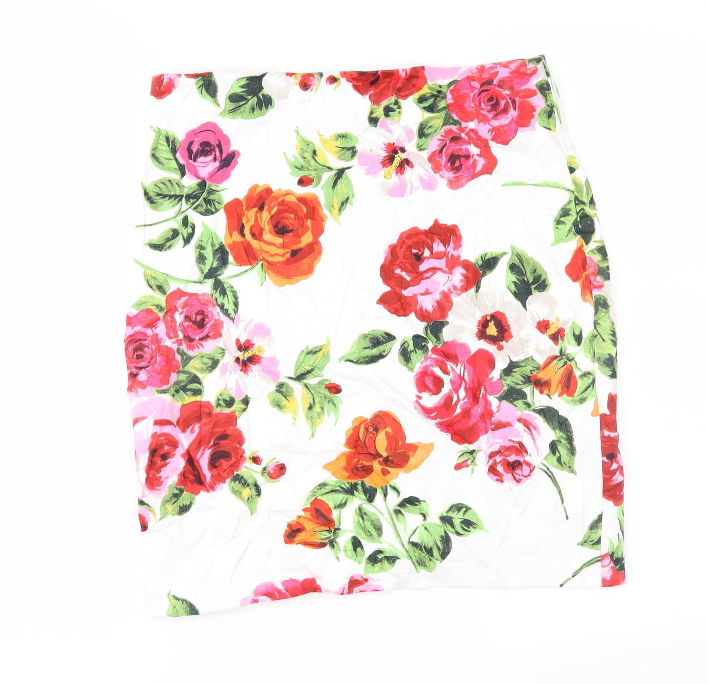 F&F Womens White Floral  Straight & Pencil Skirt Size 10