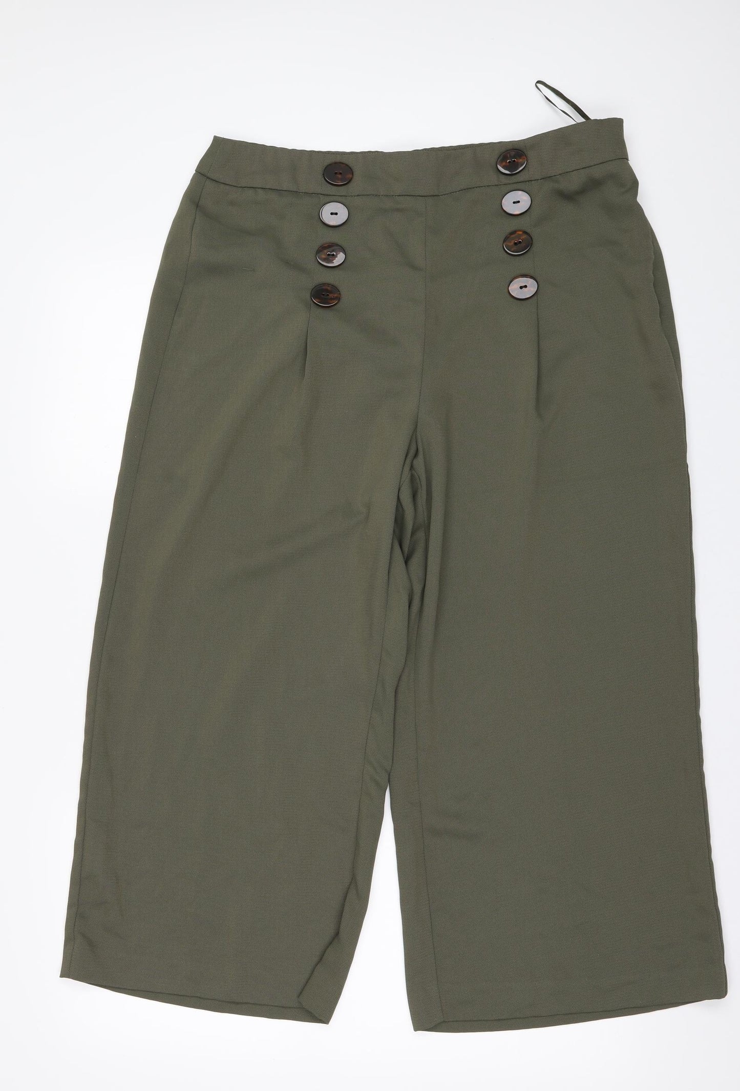 F&F Womens Green   Cropped Trousers Size 14 L22.5 in - CULLOTTES