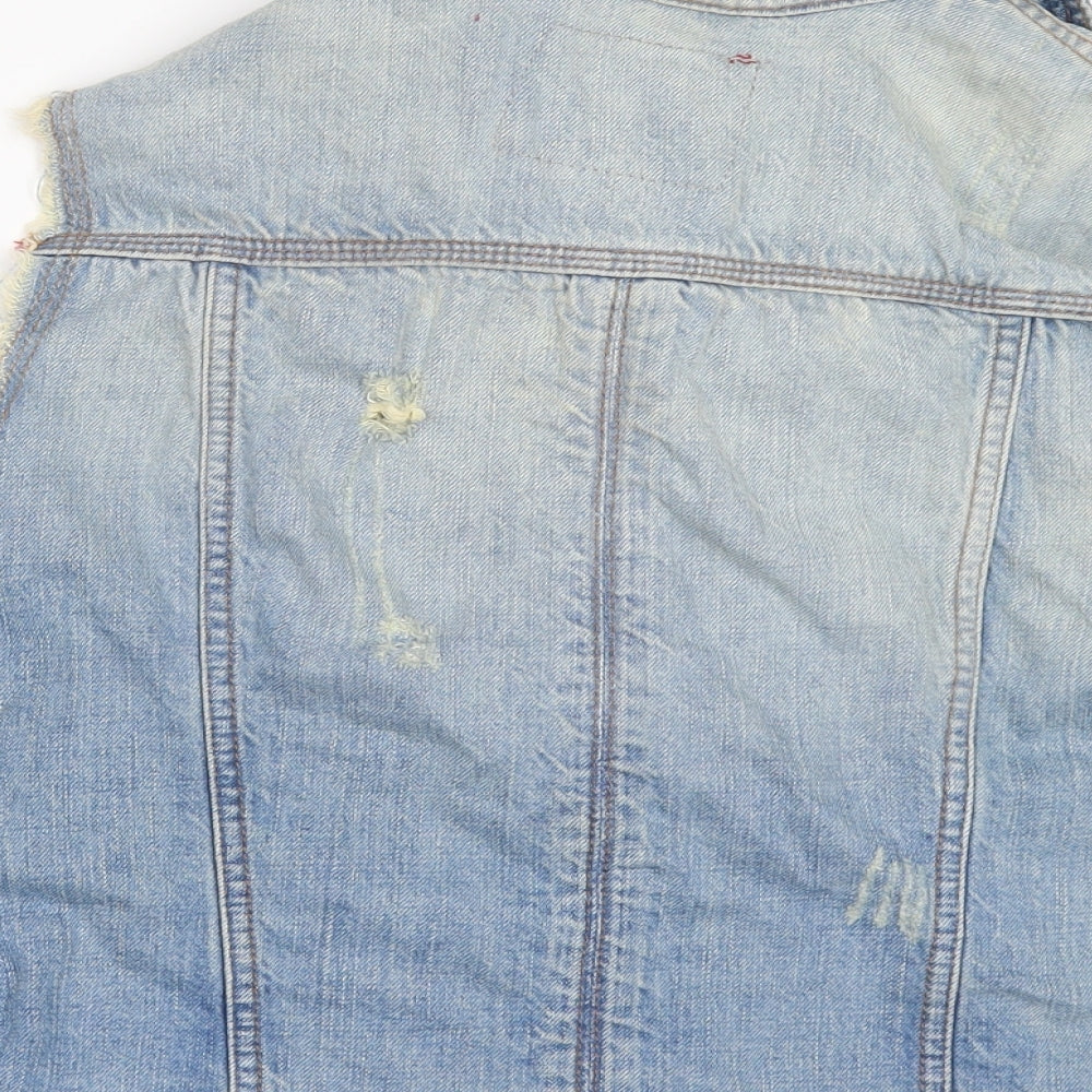 River Island Womens Blue  Denim Jacket Waistcoat Size 16