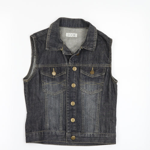 Look Womens Blue  Denim Gilet Waistcoat Size 8