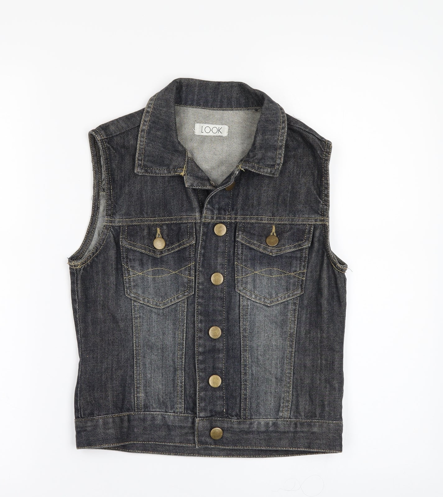 Look Womens Blue  Denim Gilet Waistcoat Size 8