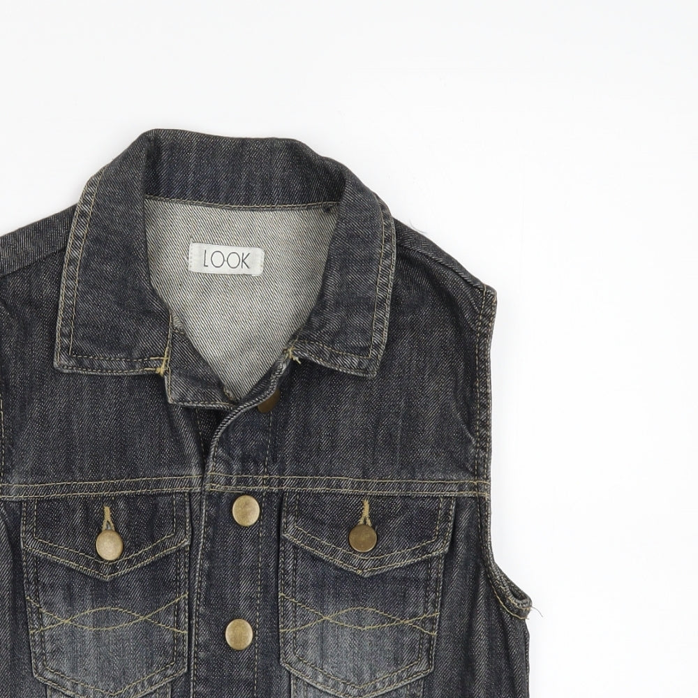 Look Womens Blue  Denim Gilet Waistcoat Size 8