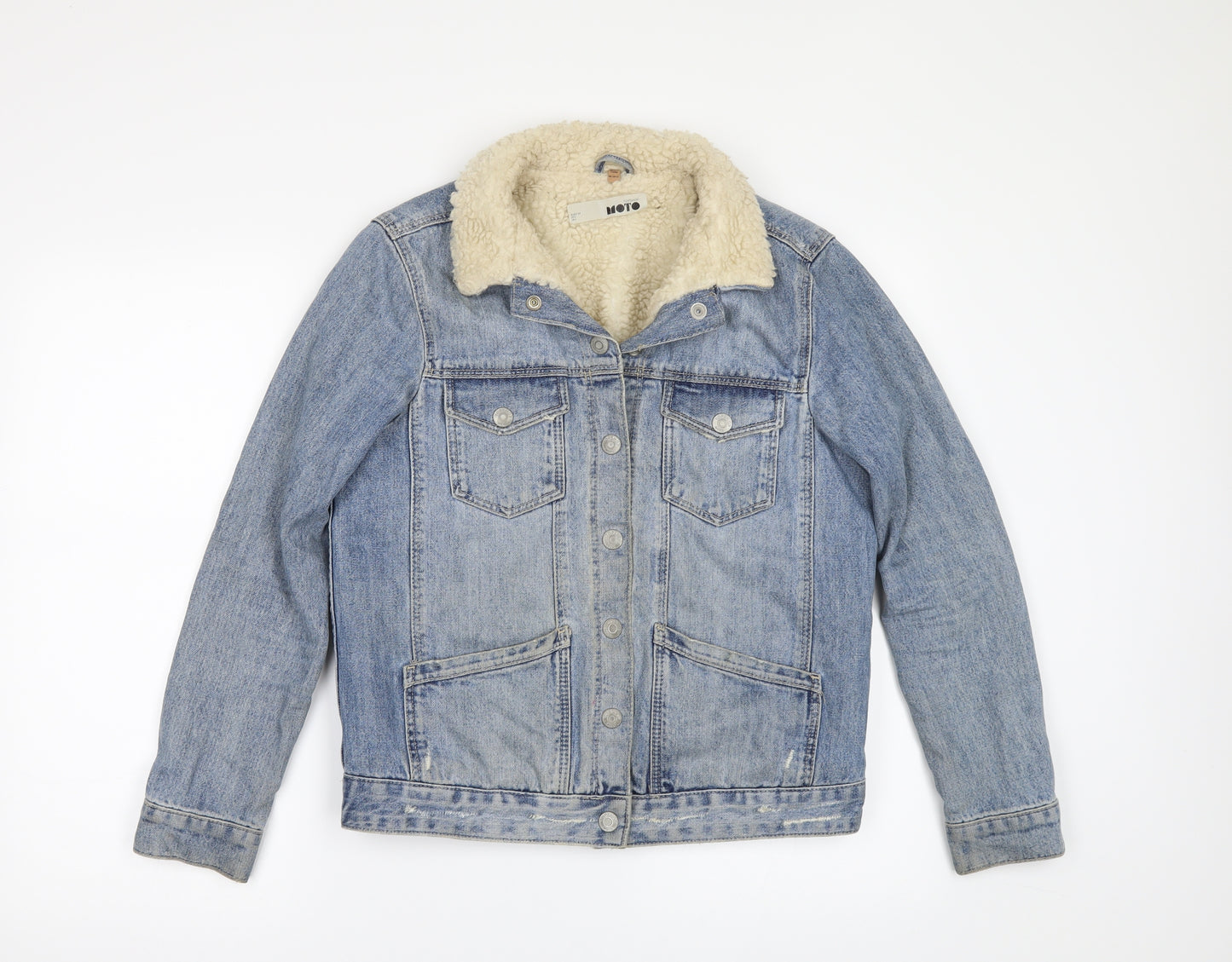 Topshop Womens Blue  Denim Jacket  Size 6  - Fleece lined
