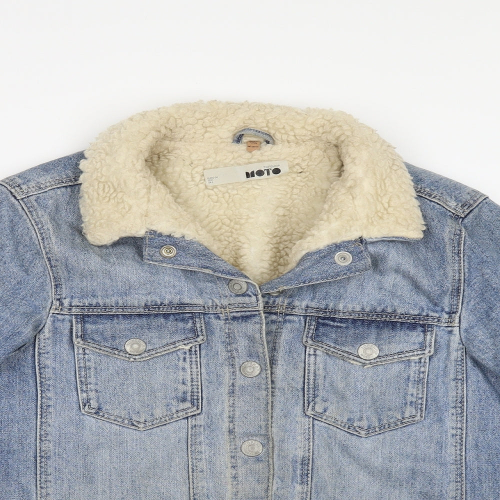 Topshop Womens Blue  Denim Jacket  Size 6  - Fleece lined