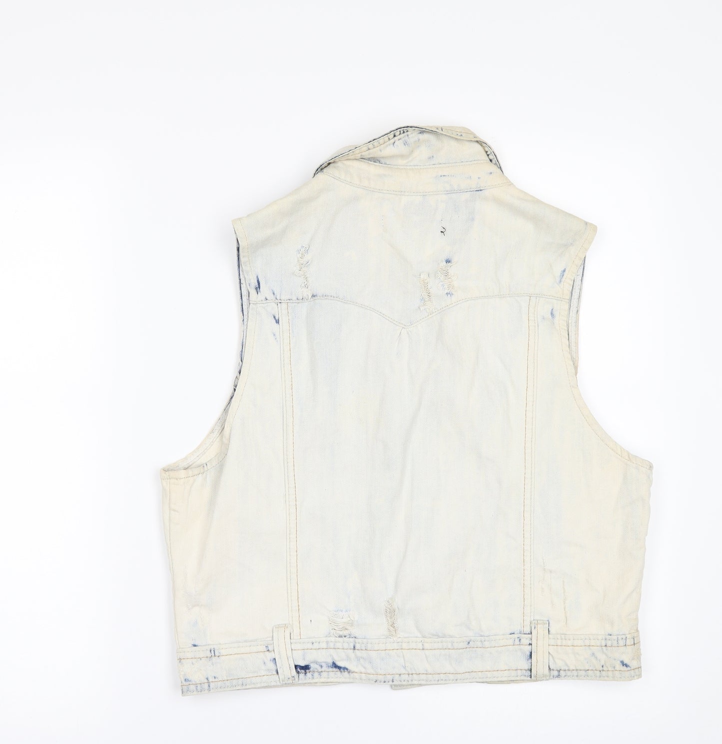 New Look Womens Blue  Denim Gilet Waistcoat Size 16  - DISTRESSED