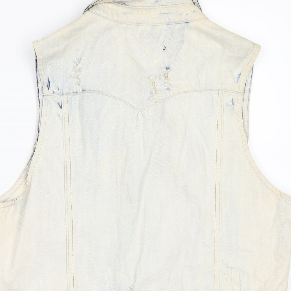 New Look Womens Blue  Denim Gilet Waistcoat Size 16  - DISTRESSED