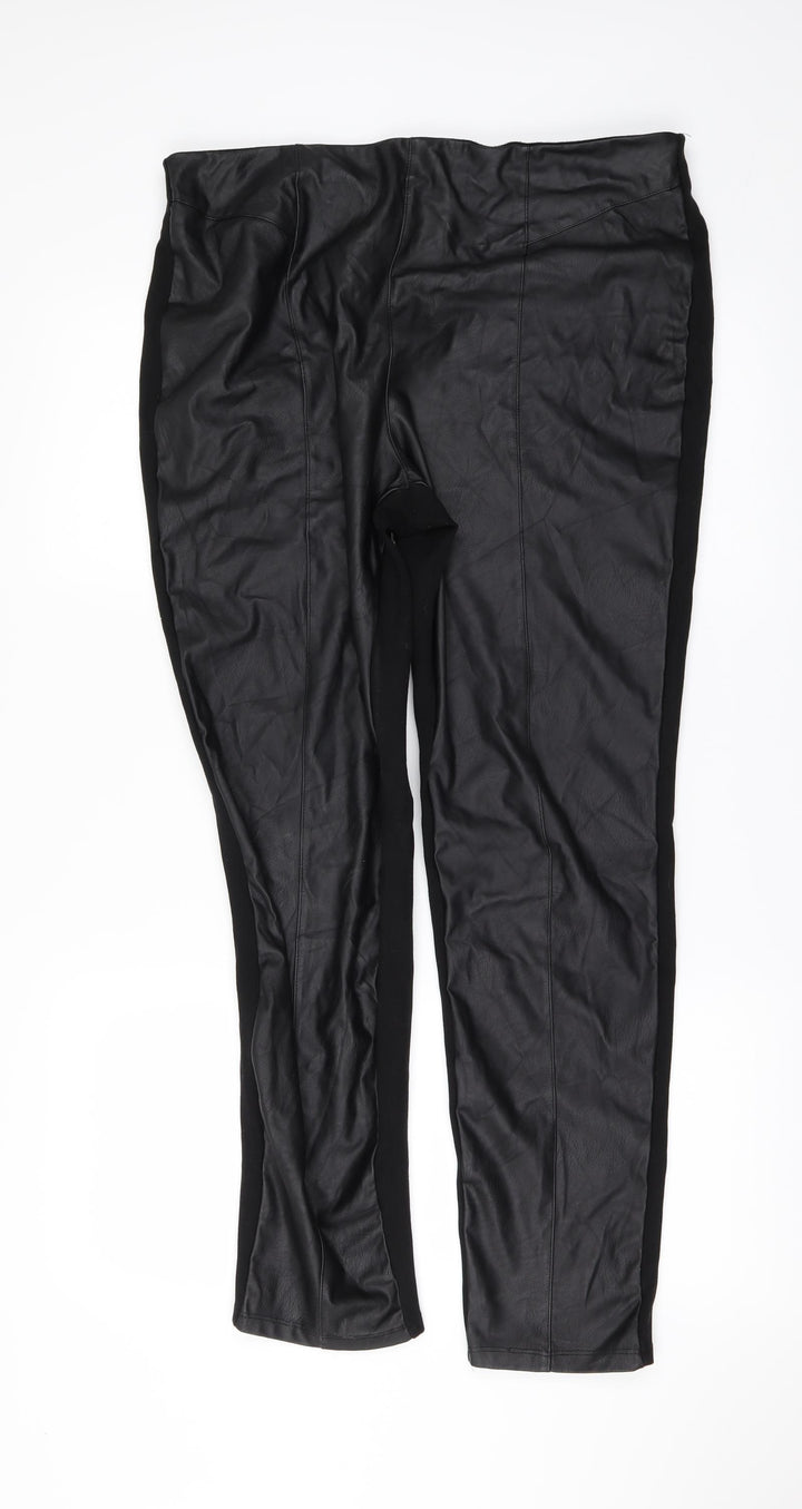M&Co Womens Black Trousers Size 16 L28 in