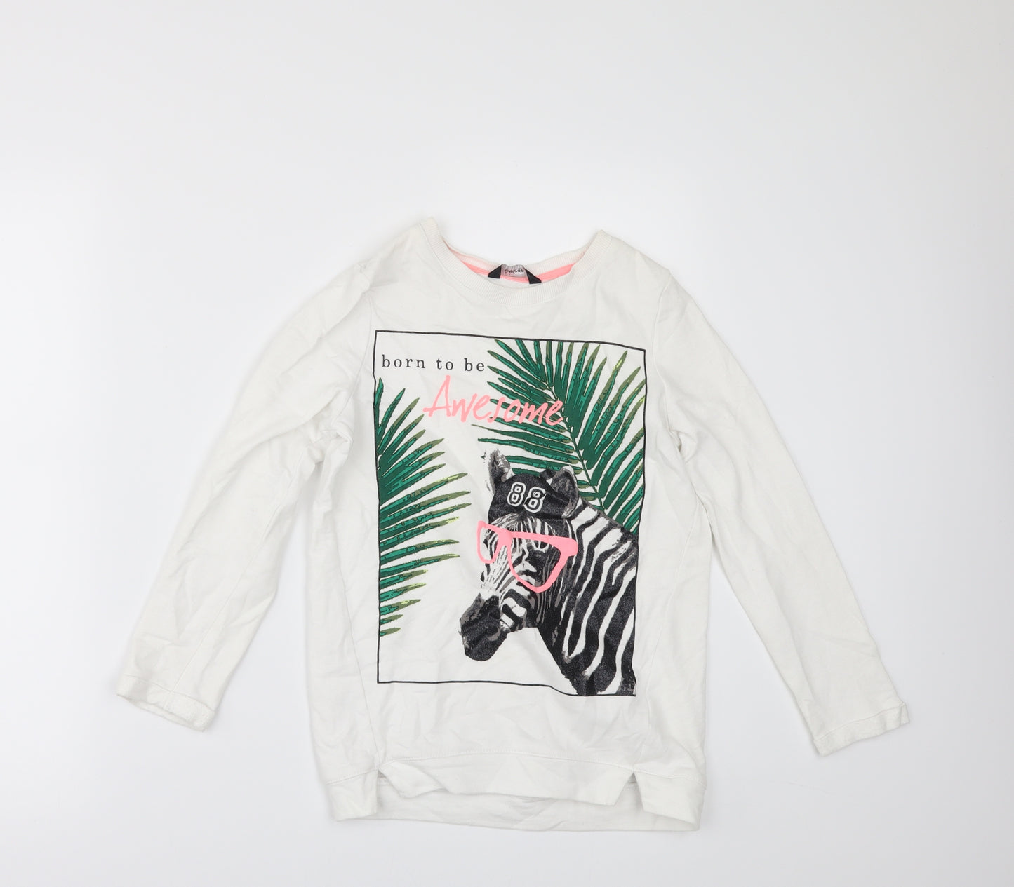 George Girls White   Pullover Sweatshirt Size 7 Years  - BORN TO BE AWESONE