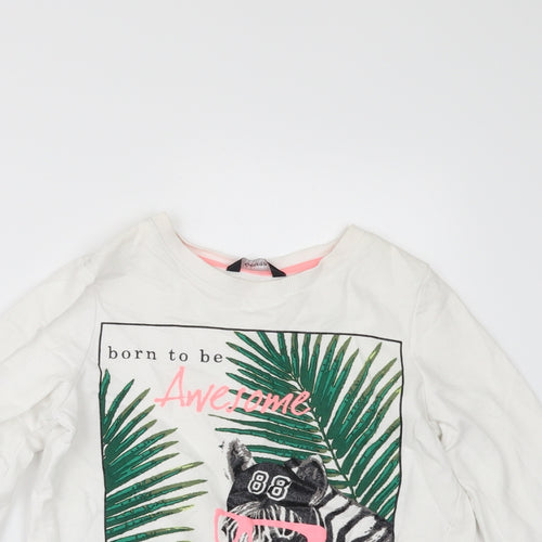 George Girls White   Pullover Sweatshirt Size 7 Years  - BORN TO BE AWESONE