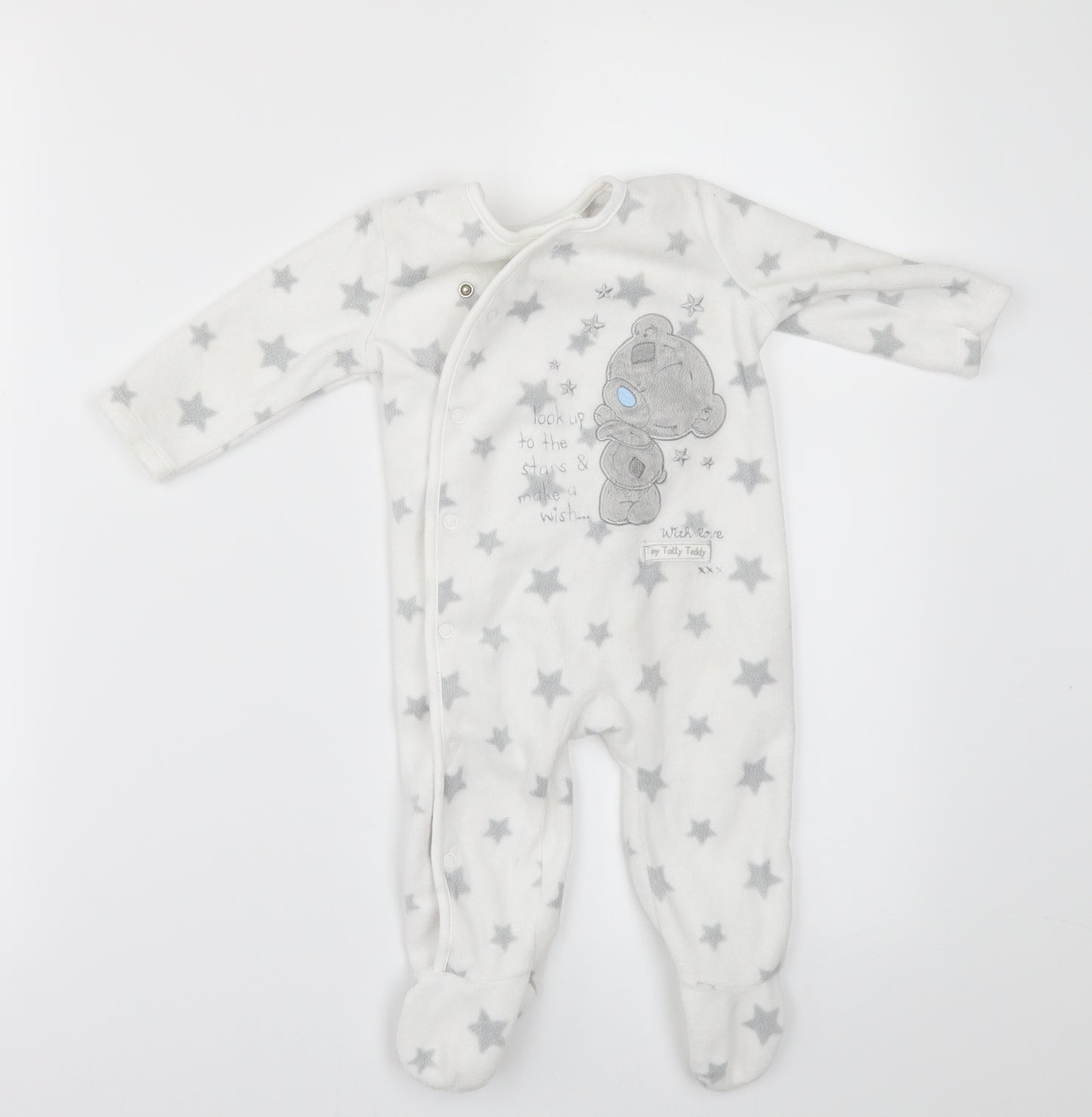 George` Baby White Geometric Fleece Babygrow One-Piece Size 3-6 Months  - TATTY TEDDY