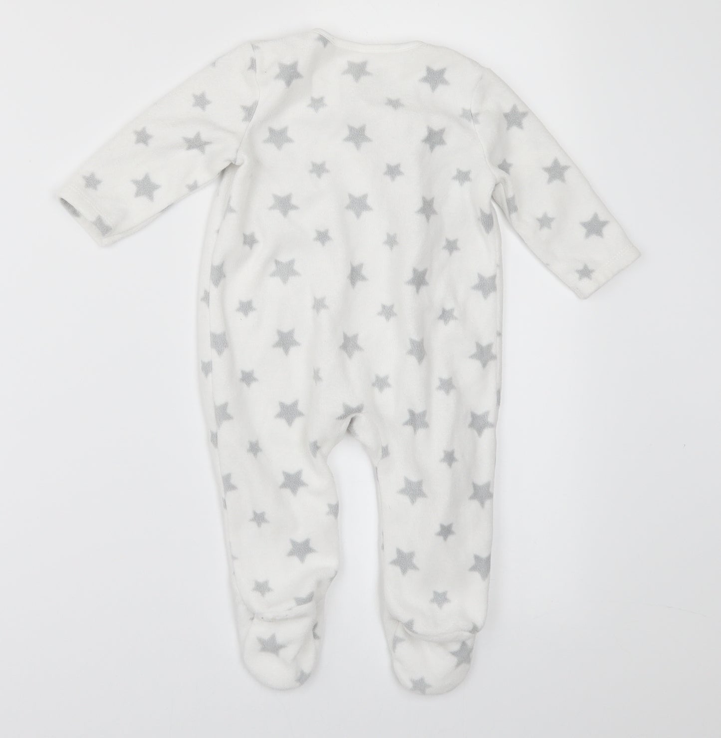 George` Baby White Geometric Fleece Babygrow One-Piece Size 3-6 Months  - TATTY TEDDY