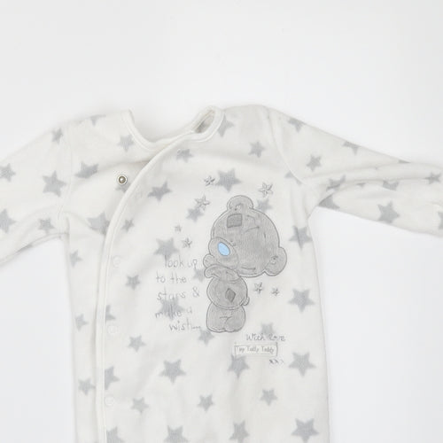 George` Baby White Geometric Fleece Babygrow One-Piece Size 3-6 Months  - TATTY TEDDY