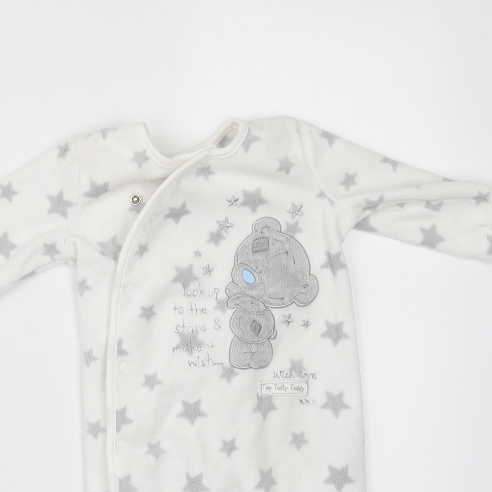 George` Baby White Geometric Fleece Babygrow One-Piece Size 3-6 Months  - TATTY TEDDY