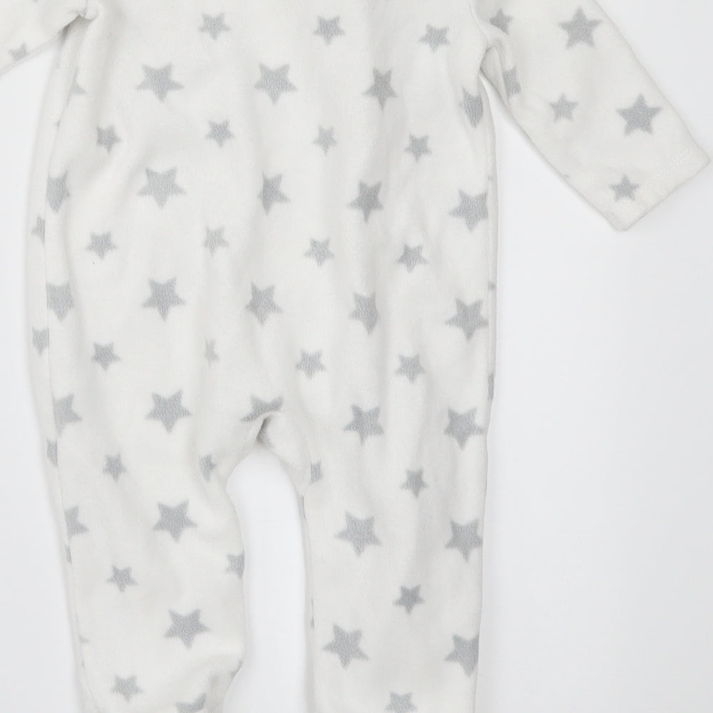 George` Baby White Geometric Fleece Babygrow One-Piece Size 3-6 Months  - TATTY TEDDY