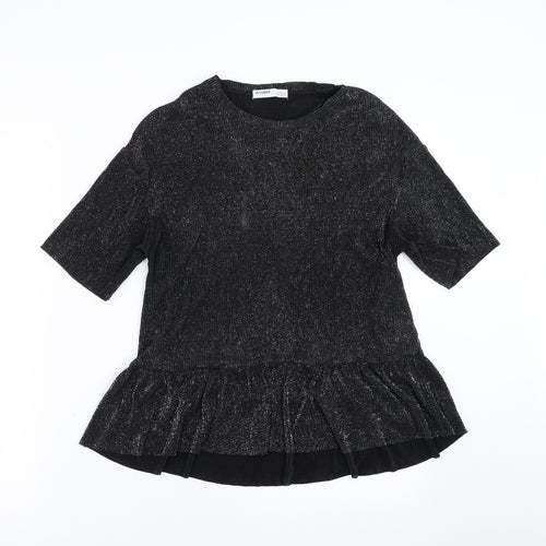 Pull&Bear Womens Black   Basic Blouse Size S  - glittery