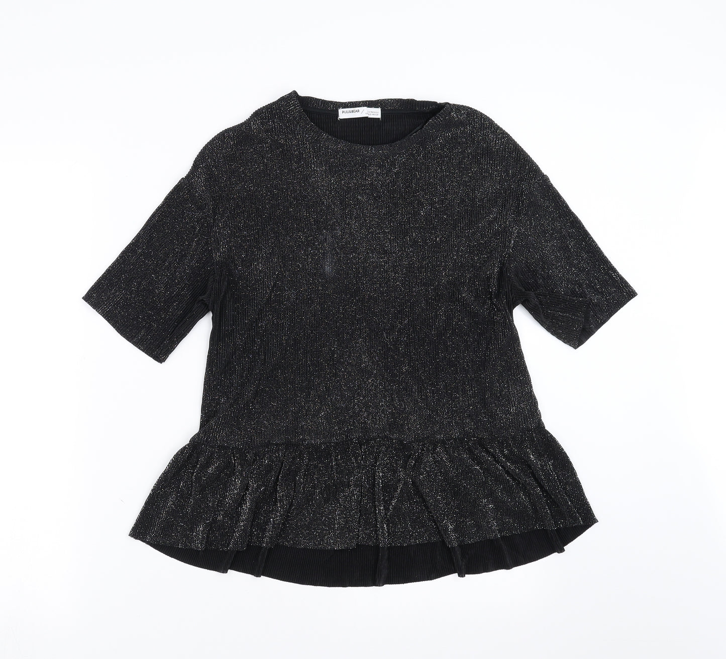 Pull&Bear Womens Black   Basic Blouse Size S  - glittery