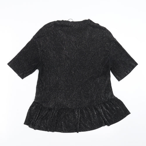 Pull&Bear Womens Black   Basic Blouse Size S  - glittery
