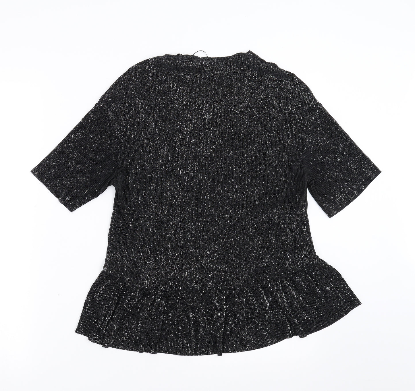 Pull&Bear Womens Black   Basic Blouse Size S  - glittery