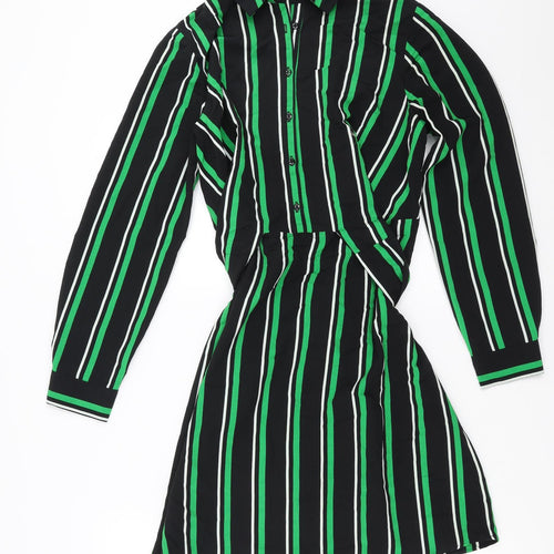 Papaya Womens Black Striped  Shirt Dress  Size 12