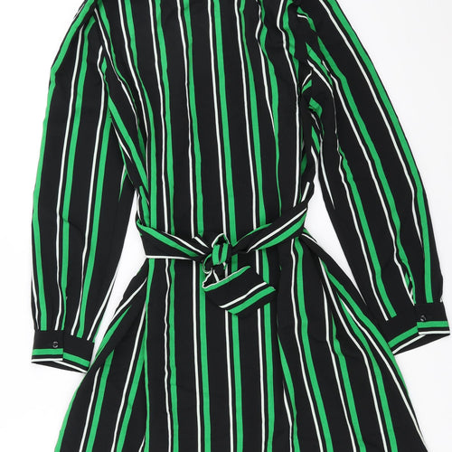 Papaya Womens Black Striped  Shirt Dress  Size 12