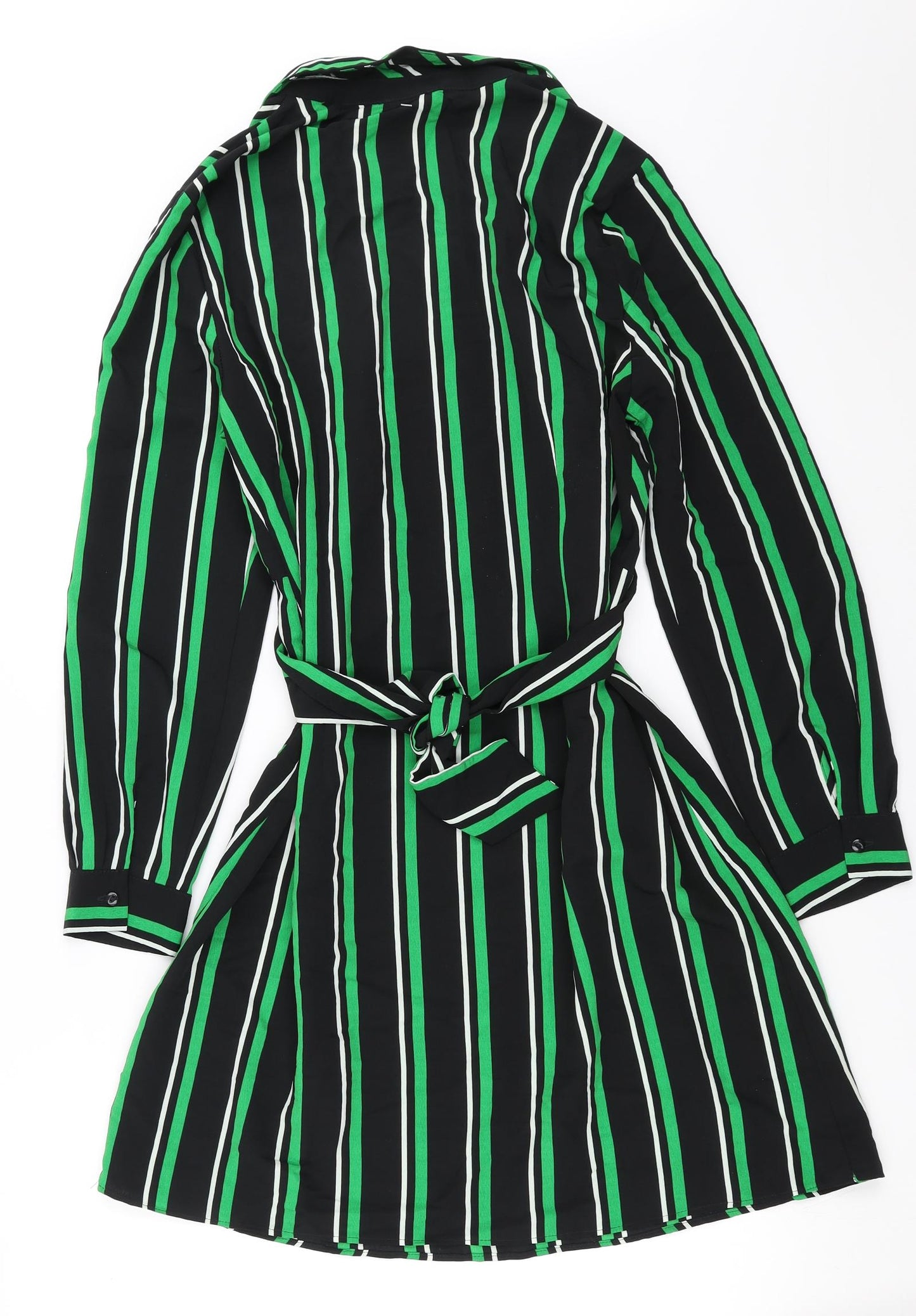 Papaya Womens Black Striped  Shirt Dress  Size 12