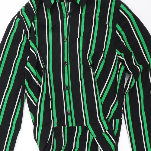 Papaya Womens Black Striped  Shirt Dress  Size 12