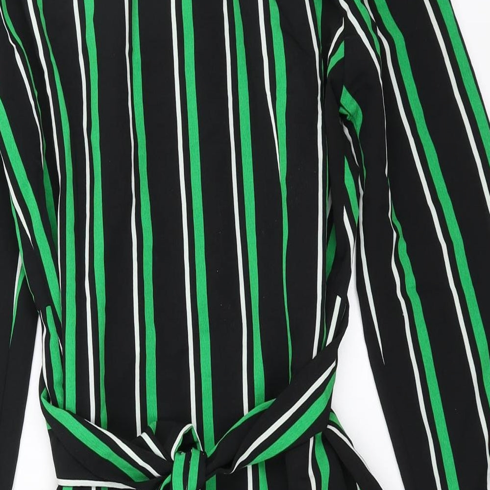 Papaya Womens Black Striped  Shirt Dress  Size 12