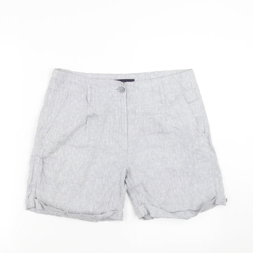 Marks and Spencer Womens Blue Geometric  Chino Shorts Size 12