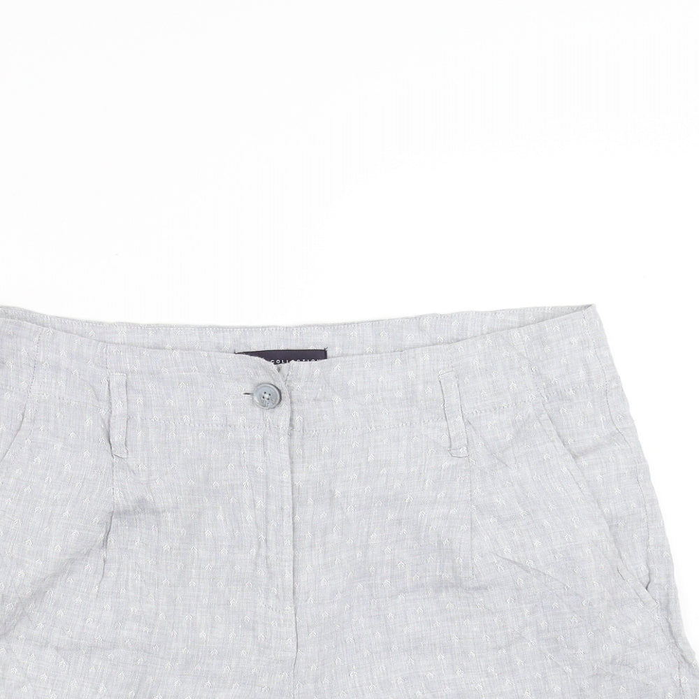 Marks and Spencer Womens Blue Geometric  Chino Shorts Size 12