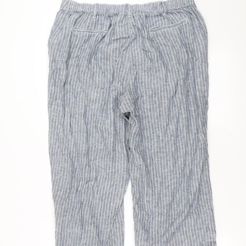 Bonmarché Womens Blue Striped  Cropped Trousers Size 16 L21 in