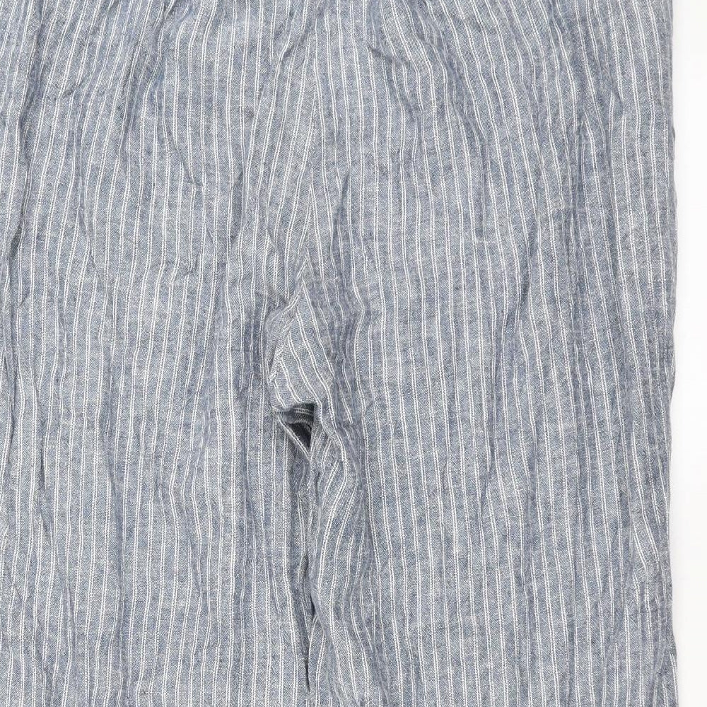 Bonmarché Womens Blue Striped  Cropped Trousers Size 16 L21 in