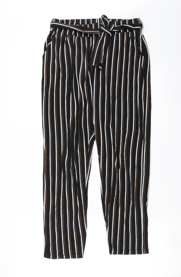 Amisu Womens Black Striped Trousers Size M L27 in