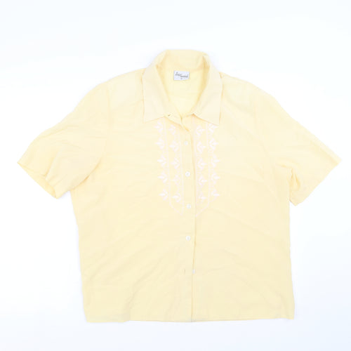 Design essentials Womens Yellow   Basic Blouse Size 16  - Embroidered detail