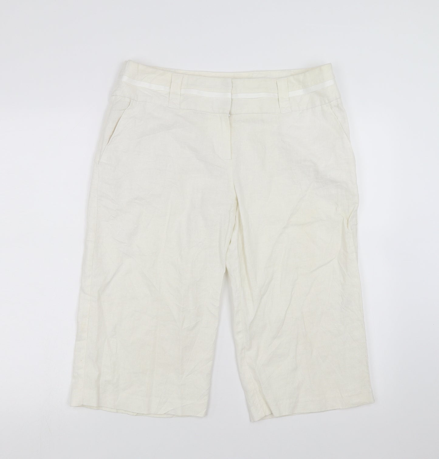 Marks and Spencer Womens White   Cropped Trousers Size 14