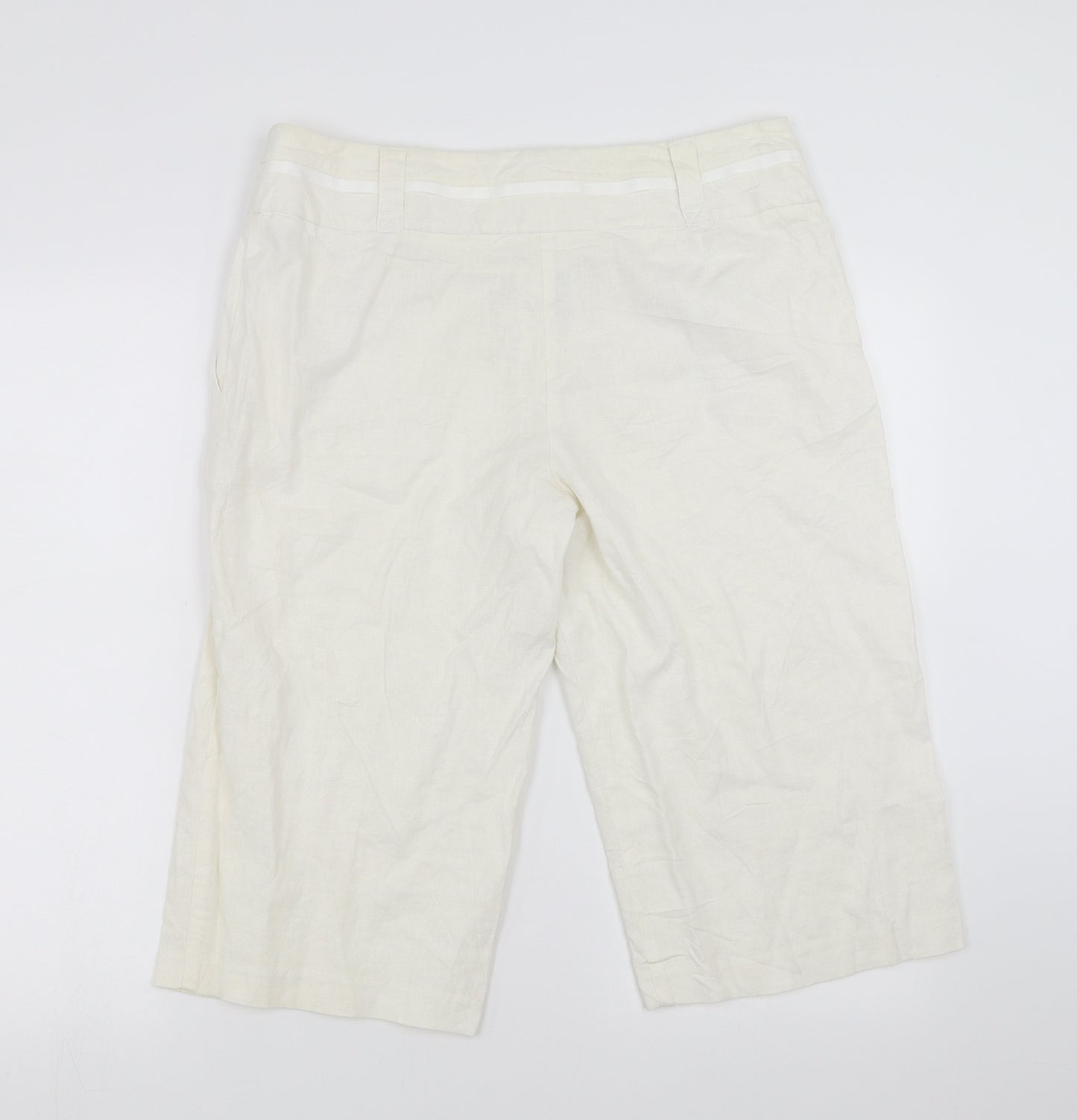 Marks and Spencer Womens White   Cropped Trousers Size 14