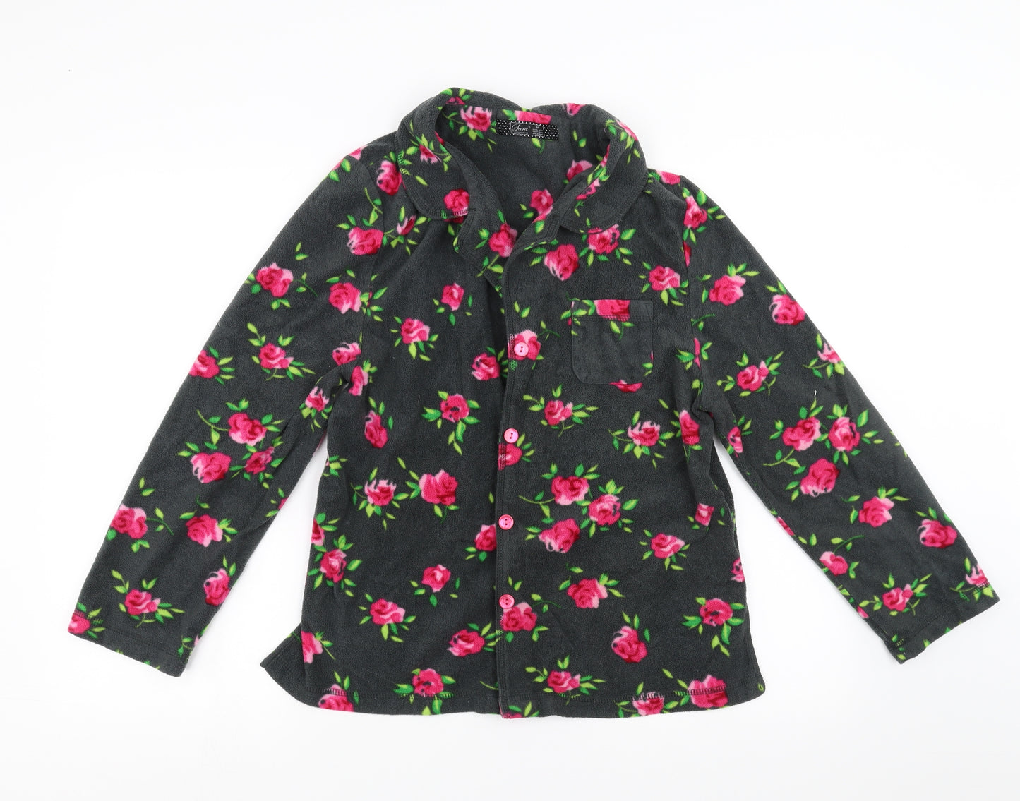 Secret Obsessions Womens Grey Floral Fleece Top Pyjama Top Size M