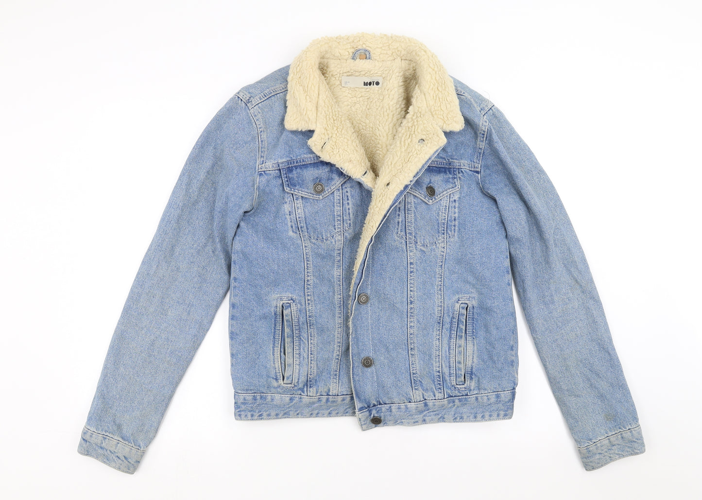 Topshop Womens Blue  Denim Jacket  Size 12  - fleece lined
