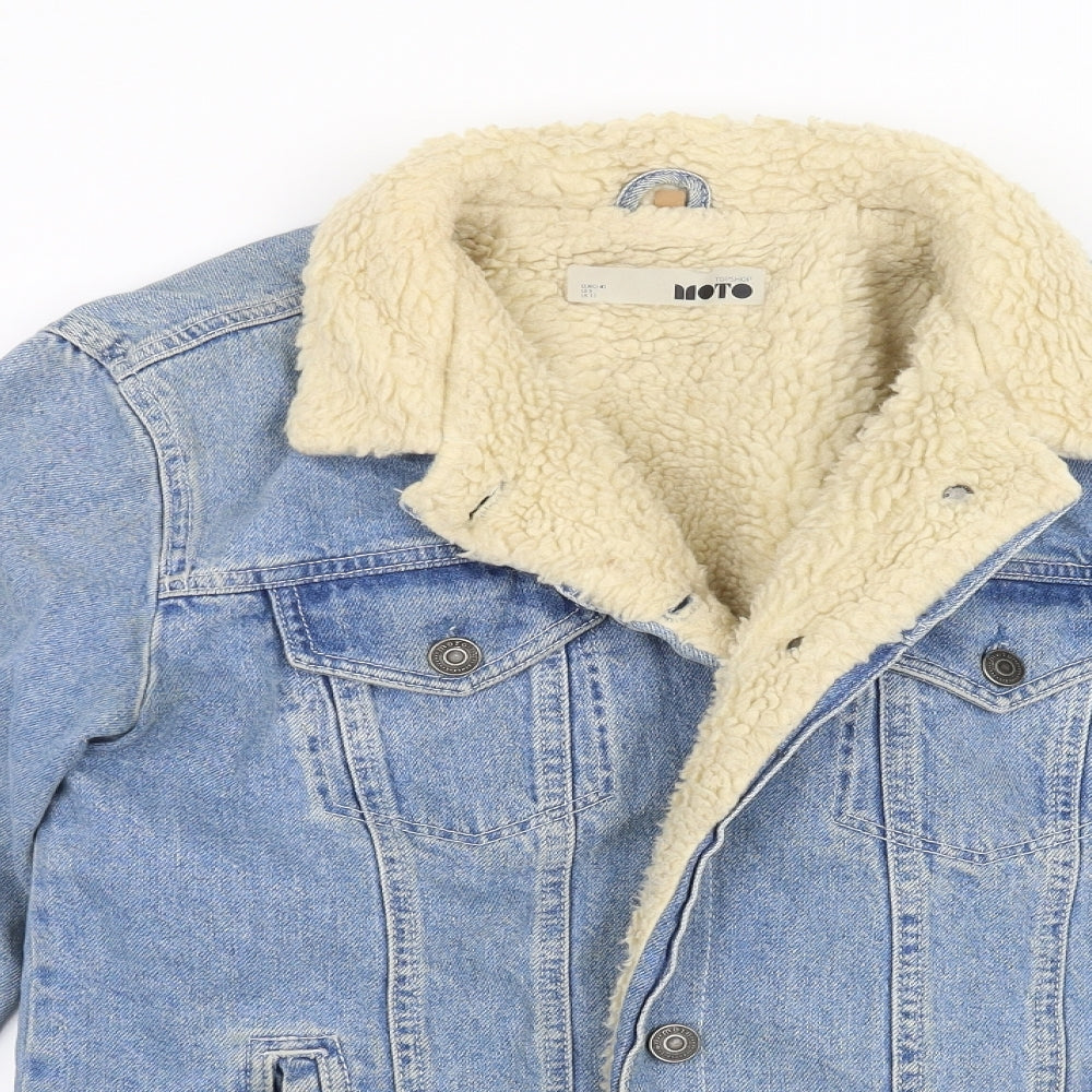 Topshop Womens Blue  Denim Jacket  Size 12  - fleece lined