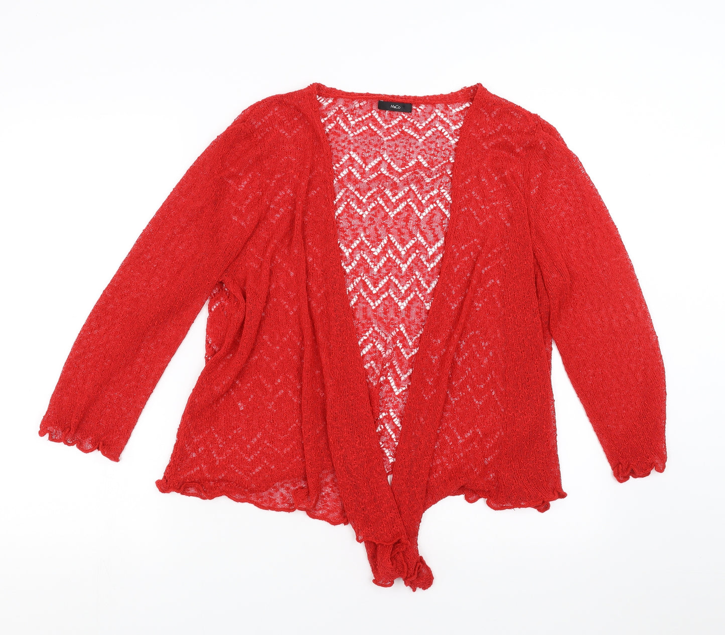 M&Co Womens Red Geometric  Cardigan Jumper Size 18