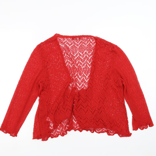 M&Co Womens Red Geometric  Cardigan Jumper Size 18