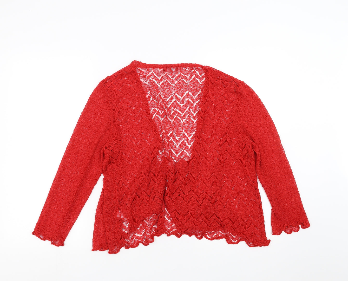 M&Co Womens Red Geometric  Cardigan Jumper Size 18