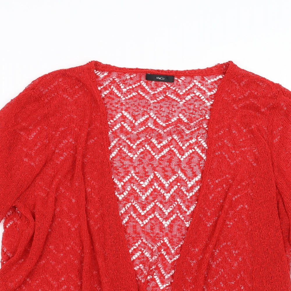 M&Co Womens Red Geometric  Cardigan Jumper Size 18
